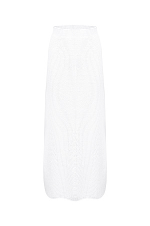белый Трикотажная юбка длины макси из хлопка с добавлением вискозы. Модель свободного силуэта с эластичным поясом в рубчик. Дополнить образ можно жилетом в таком же стиле.