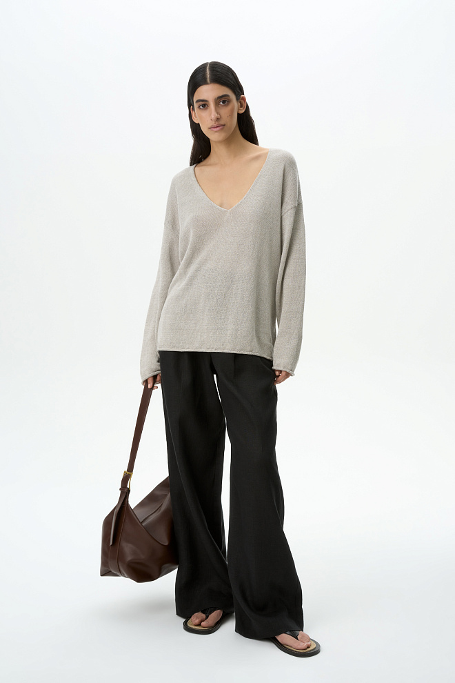 Джемпер с V-образным вырезом из 100% льна