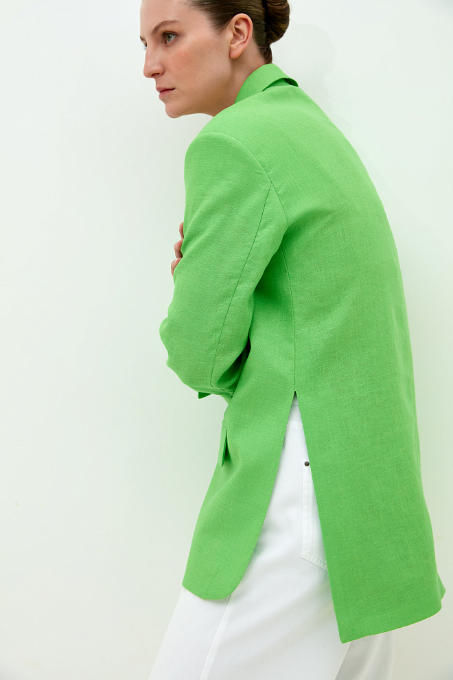 Жакет с разрезами по бокам из 100% льна