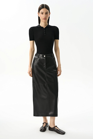 Юбка миди из экокожи