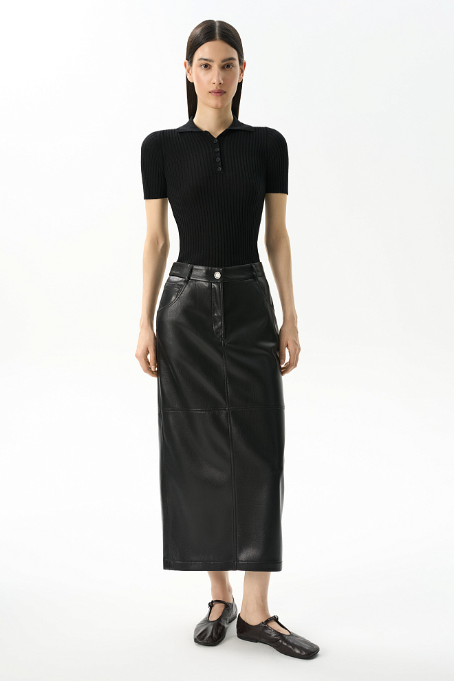 Юбка миди из экокожи