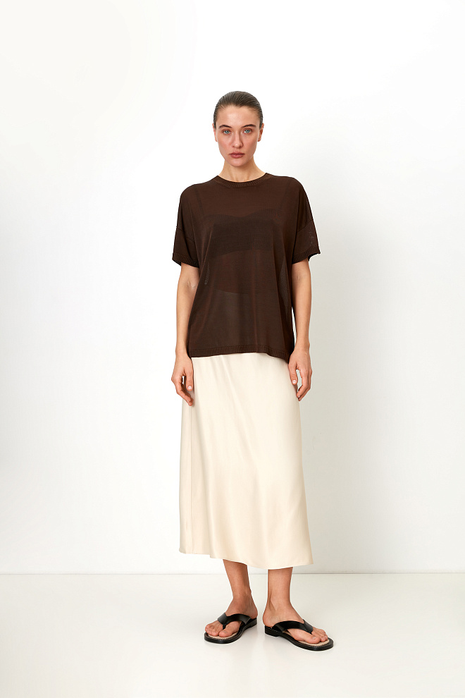 Цельновязаная футболка из 100% вискозы