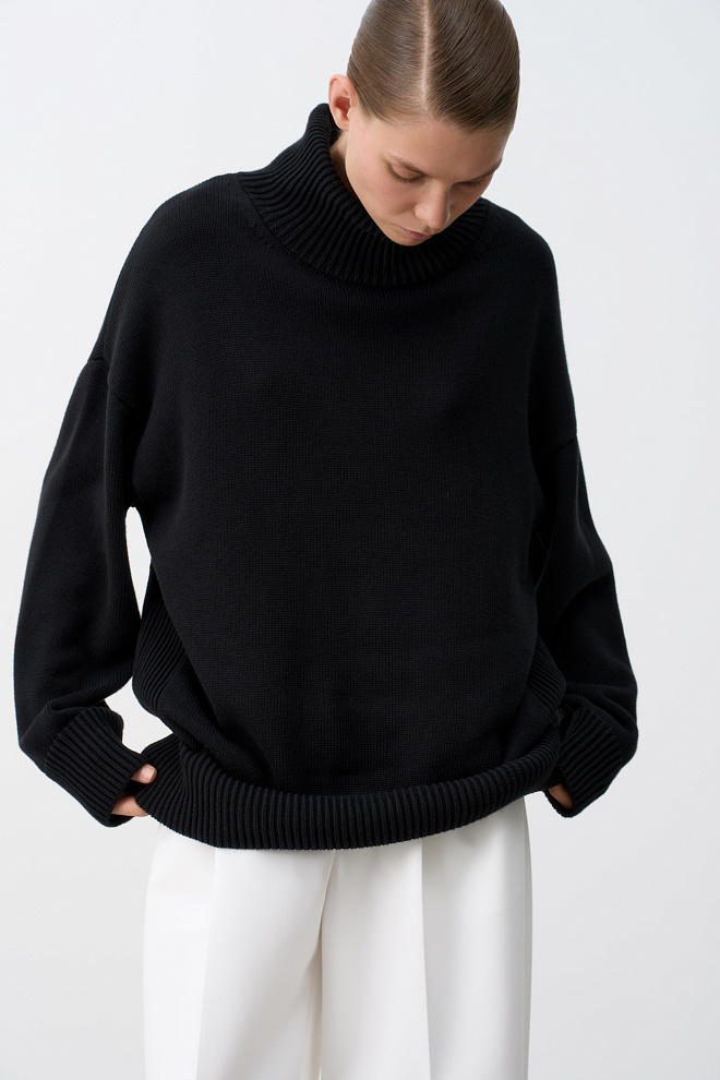 Джемпер из 100% хлопка с высоким воротом