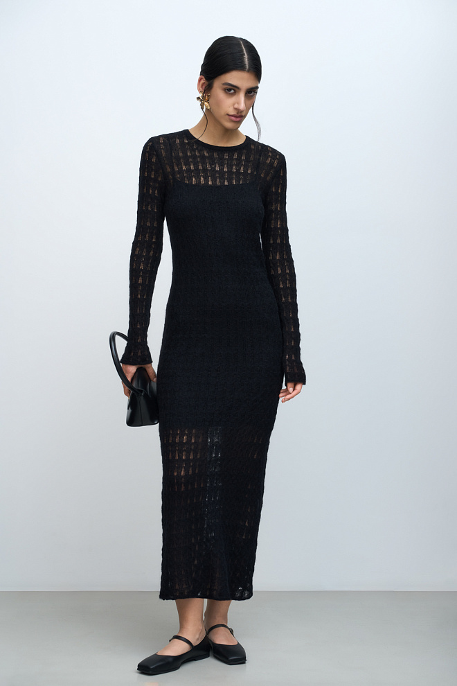 Ажурное платье из супер кид мохера и беби альпака