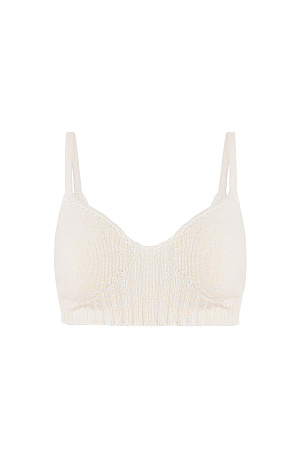 белый Трикотажный топ из шерсти, с добавлением вискозы и кашемира. Модель на тонких бретелях, с вырезанным лифом.