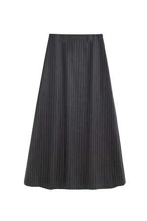 серый Юбка длины макси из шерсти. Модель А-силуэта со шлевками на поясе для ремня и застежкой на молнию сбоку.