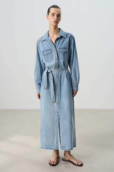 Джинсовое платье-рубашка