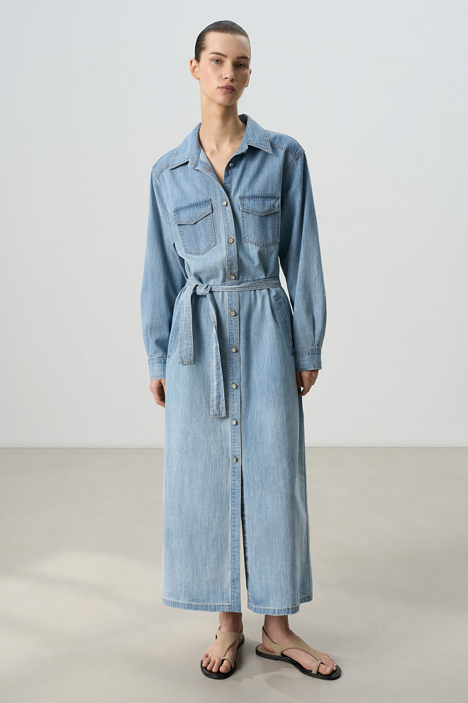 Джинсовое платье-рубашка