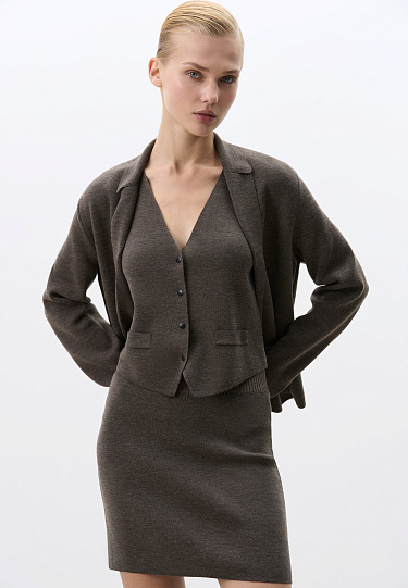 Трикотажная юбка мини с застежкой сбоку