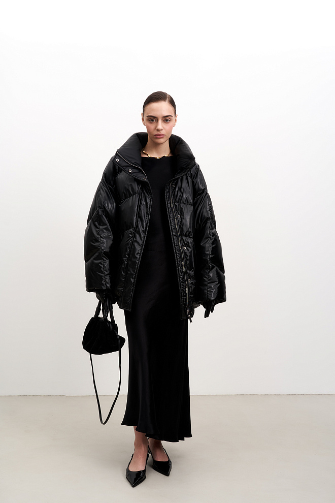 Пуховик с воротником стойкой