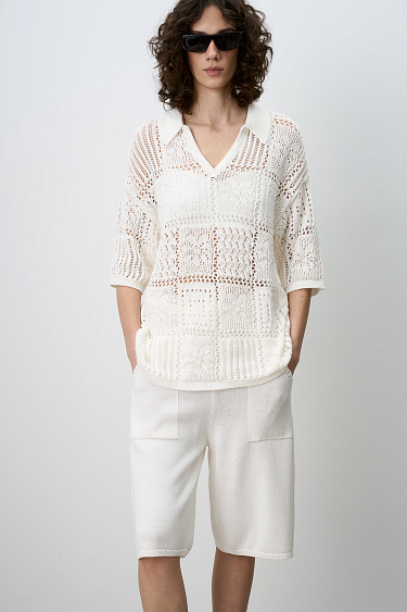 Трикотажная футболка поло в стиле пэчворк