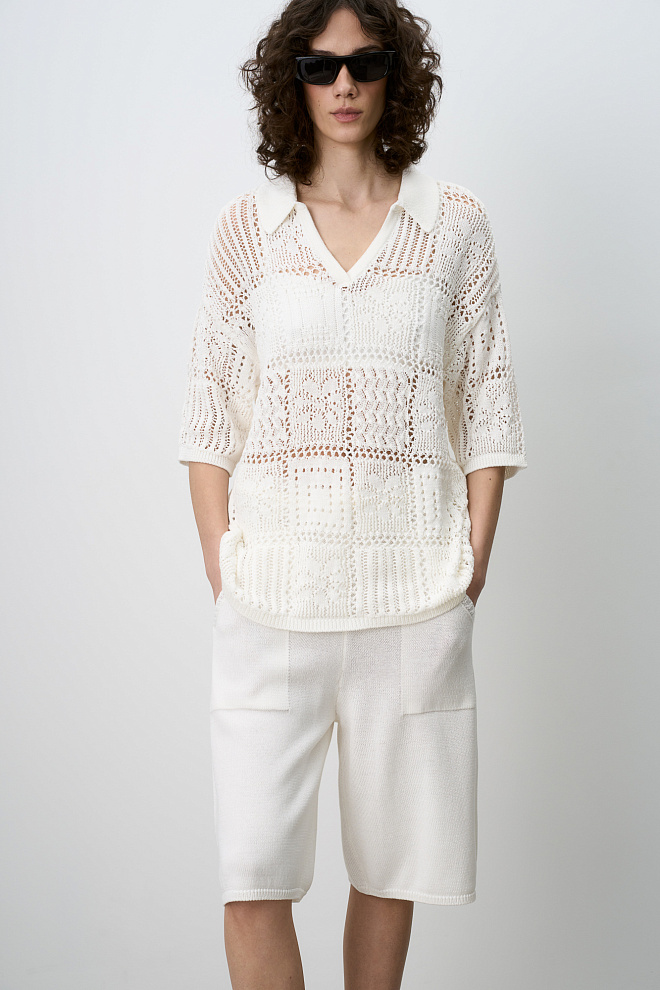 Трикотажная футболка поло в стиле пэчворк