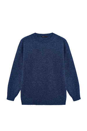 синий Трикотажный джемпер из 100% кашемира. Модель свободного силуэта со спущенной линией плеча и круглым вырезом горловины. Края изделия выполнены в рубчик.