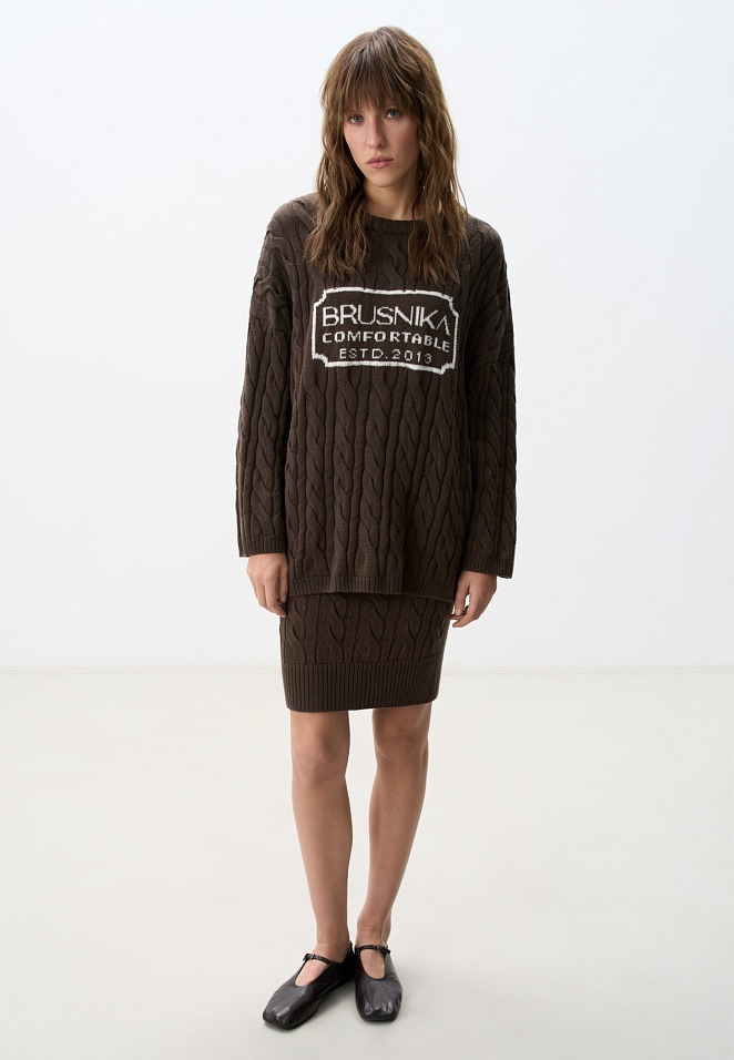 Трикотажная юбка с косами 