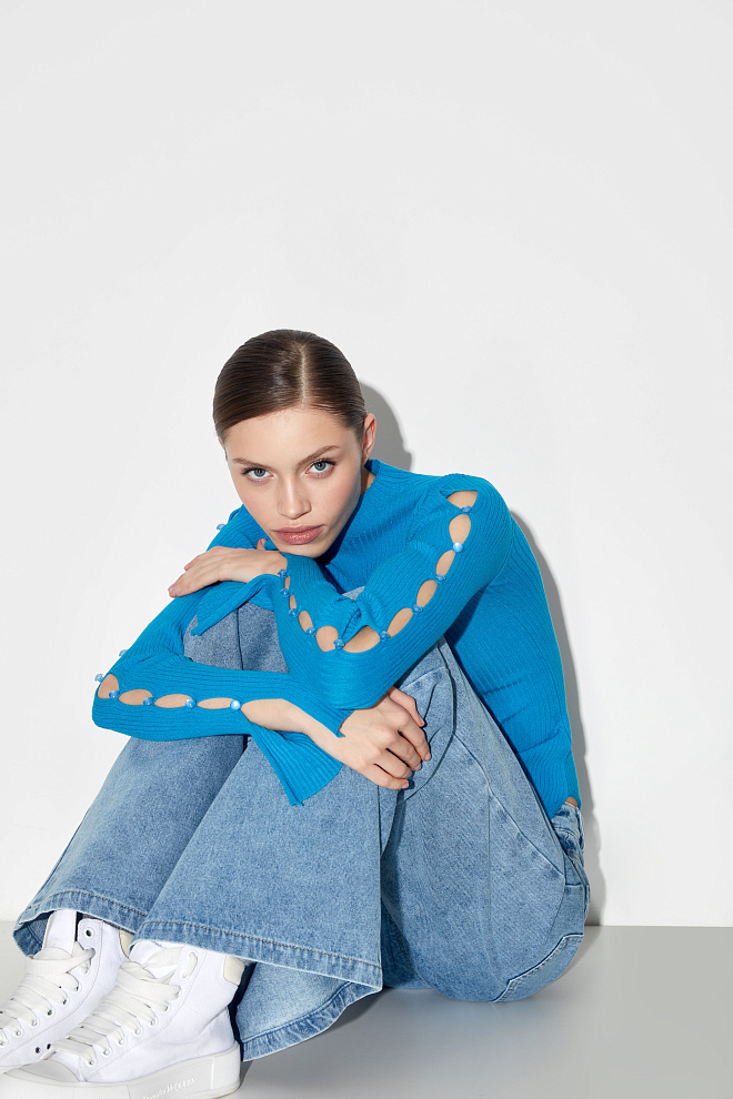 Топ с рукавами на пуговицах