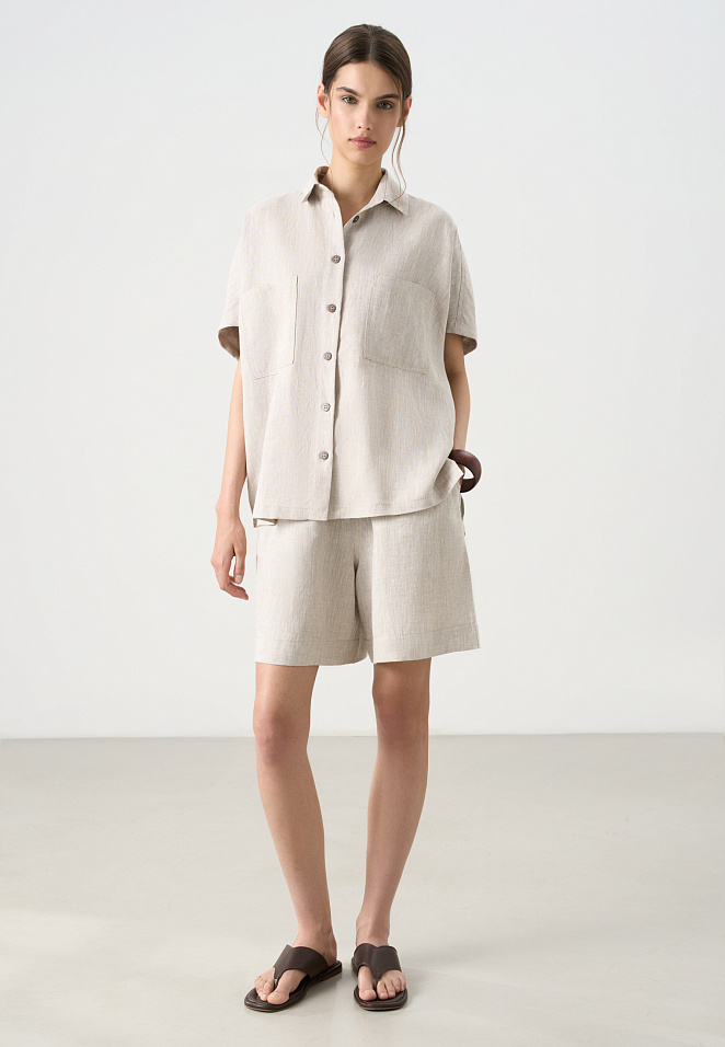 Рубашка из 100% льна без рукавов