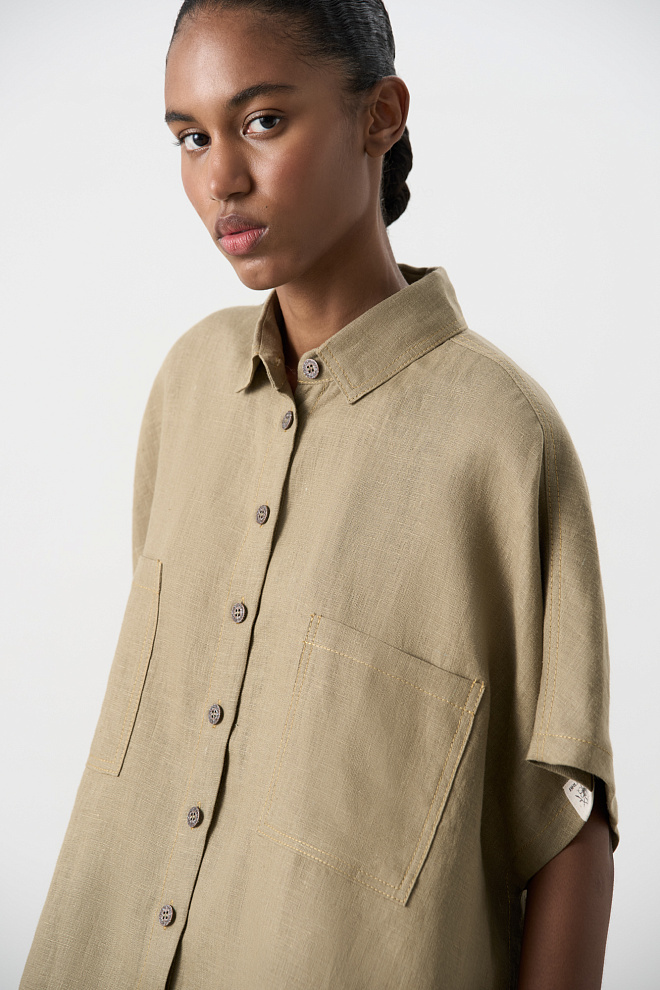 Рубашка из 100% льна без рукавов