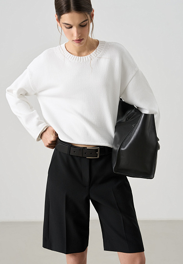 Джемпер из хлопка с валиками по низу