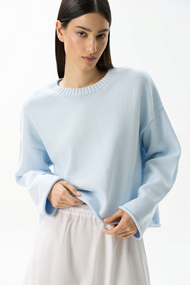 Джемпер из хлопка с валиками по низу