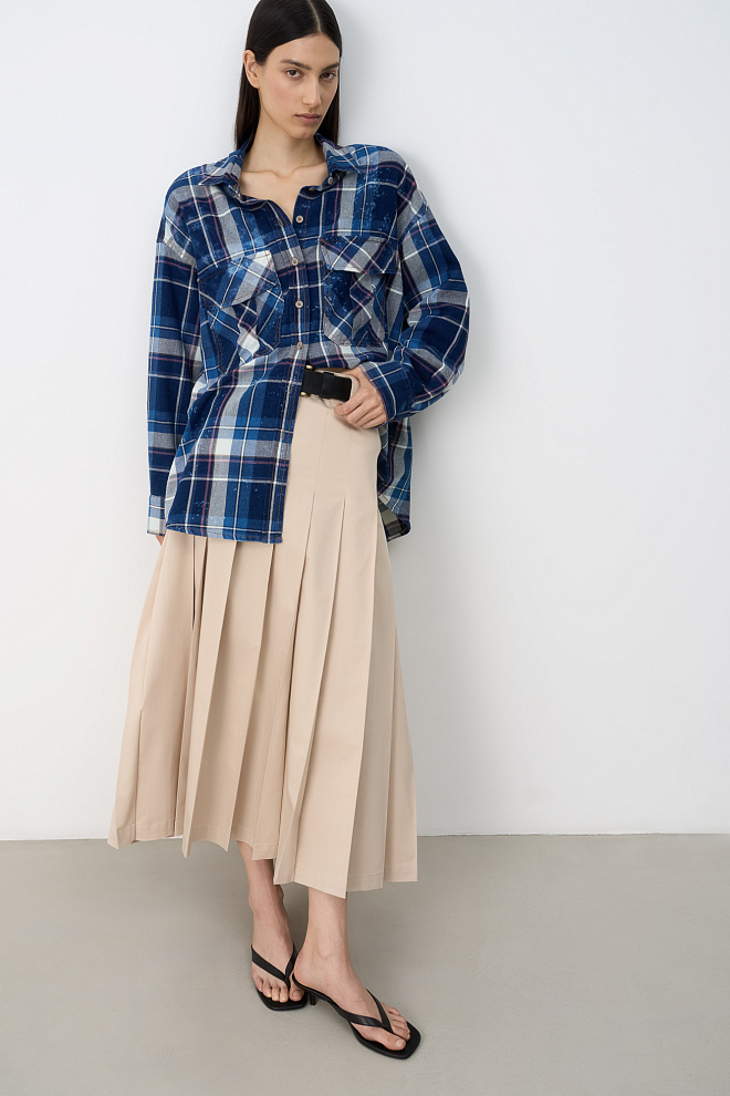 Рубашка в клетку с эффектом тай-дай