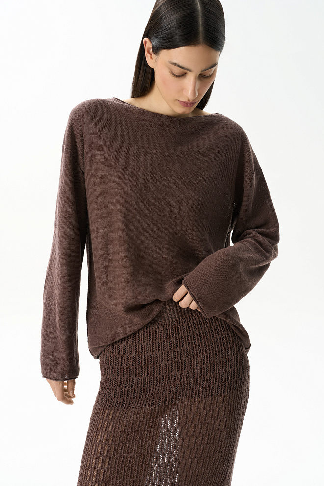 Ажурная юбка макси из 100% льна