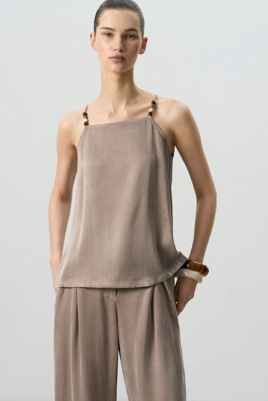 Топ из купры на тонких бретельках