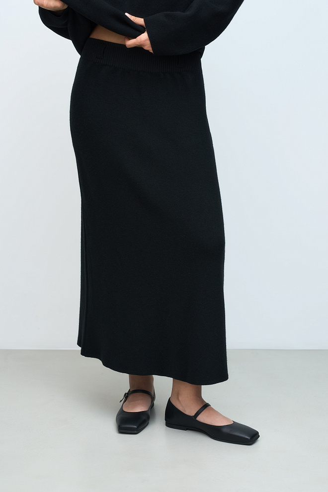 Расклешенная юбка миди из шерсти с кашемиром