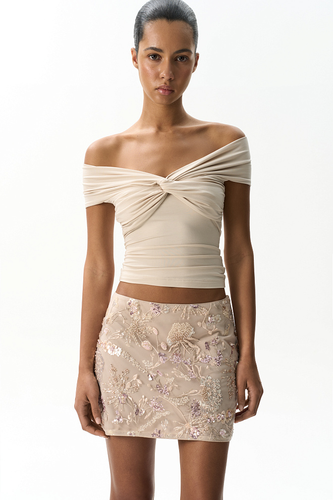 Юбка мини с цветочным орнаментом