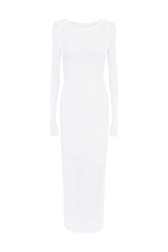 Трикотажное платье ажурным переплетением