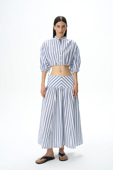 Юбка миди из 100% хлопка в полоску