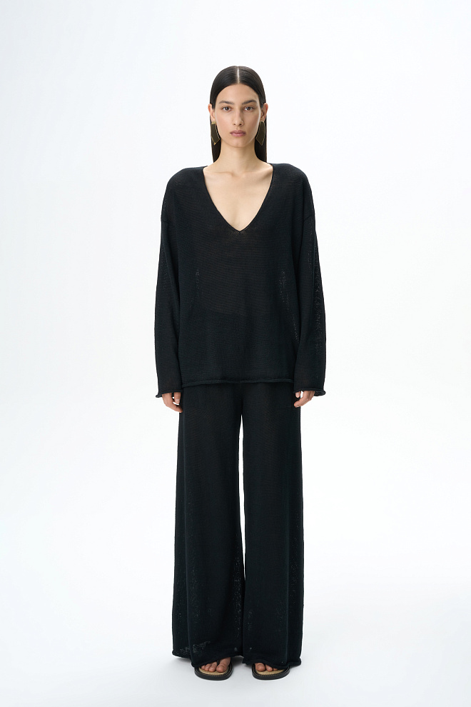 Джемпер с V-образным вырезом из 100% льна