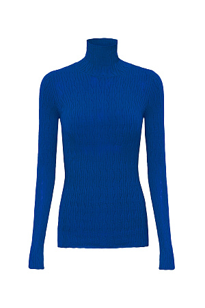 синий Ажурная полупрозрачная водолазка из шерсти мериноса экстрафайн.