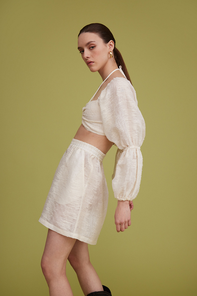 Шорты из текстурного льна