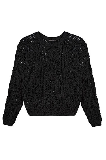 Трикотажный ажурный джемпер из хлопка