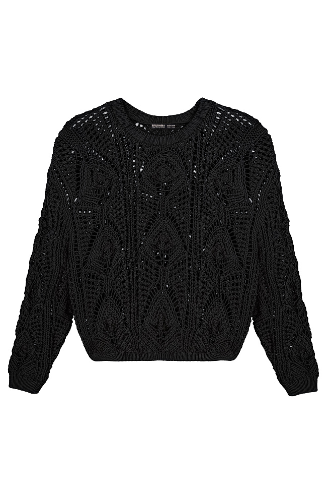 Трикотажный ажурный джемпер из хлопка