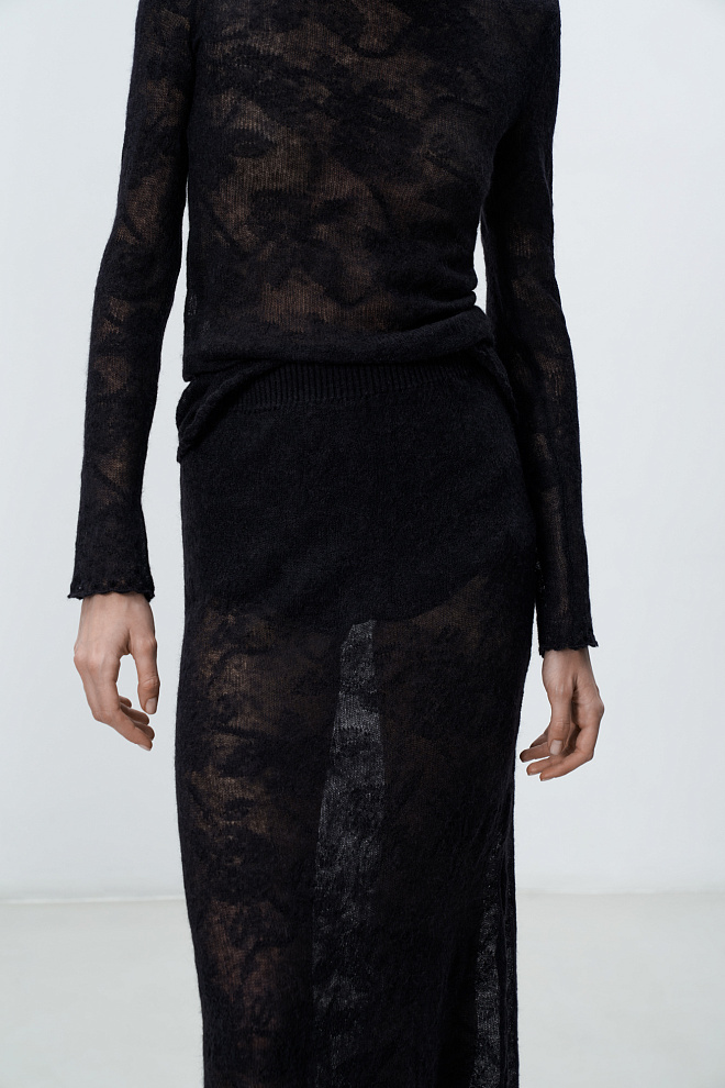 Ажурная юбка из супер кид мохера и беби альпака