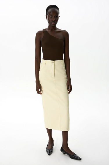 Юбка миди из экокожи