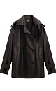 Тренч из двусторонней экокожи. Модель прямого кроя с широким отложным воротником и кокеткой. Изделие декорировано патами на плечах и манжетах рукавов. Два боковых кармана. Застежка на кнопки. 