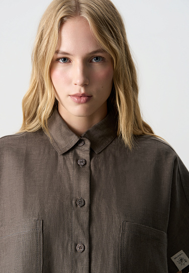 Рубашка из 100% льна без рукавов