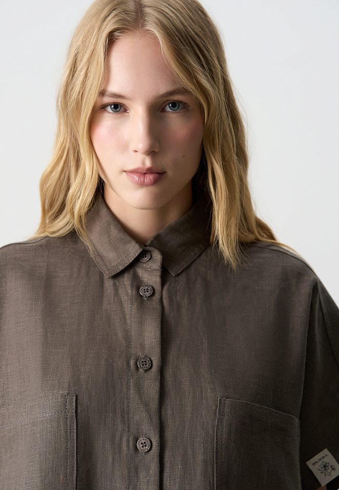 Рубашка из 100% льна без рукавов