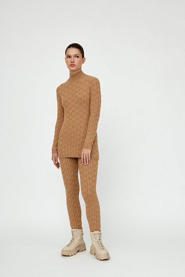 Трикотажная водолазка из кашемира и шерсти с косами