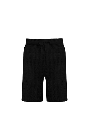 черный Свободные трикотажные шорты из кашемира и шерсти. Модель с широким эластичным поясом на кулискке и боковыми карманами.