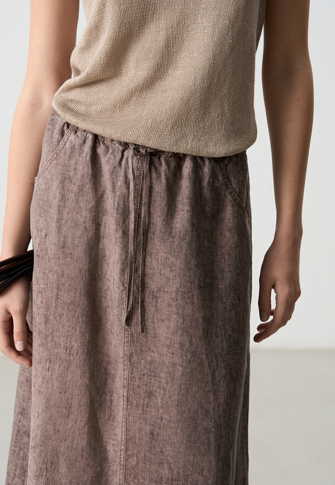 Юбка из 100% льна на кулиске