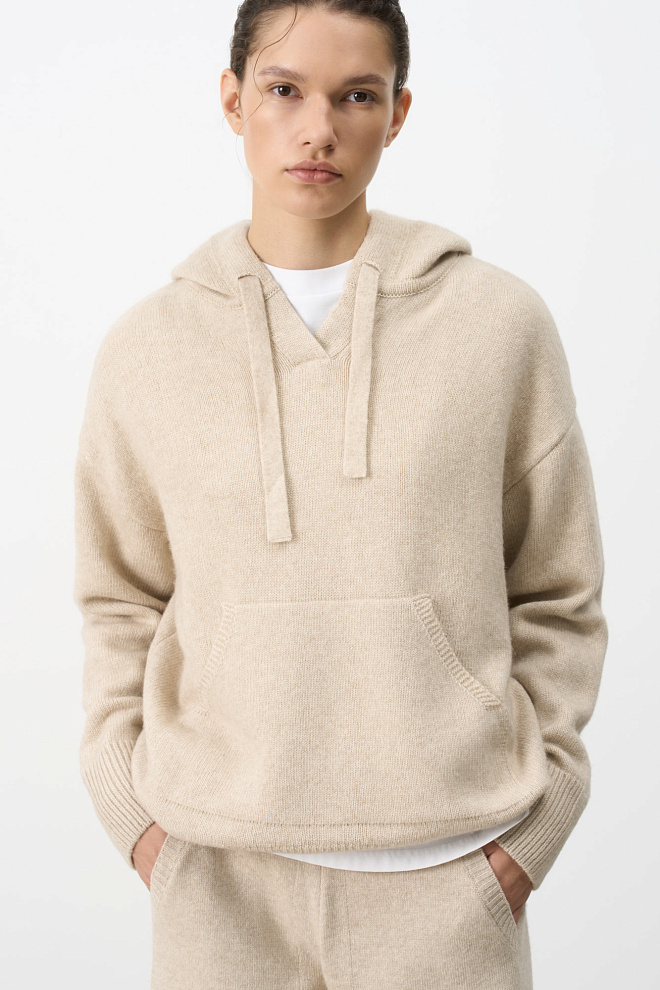 Трикотажное худи с кашемиром 