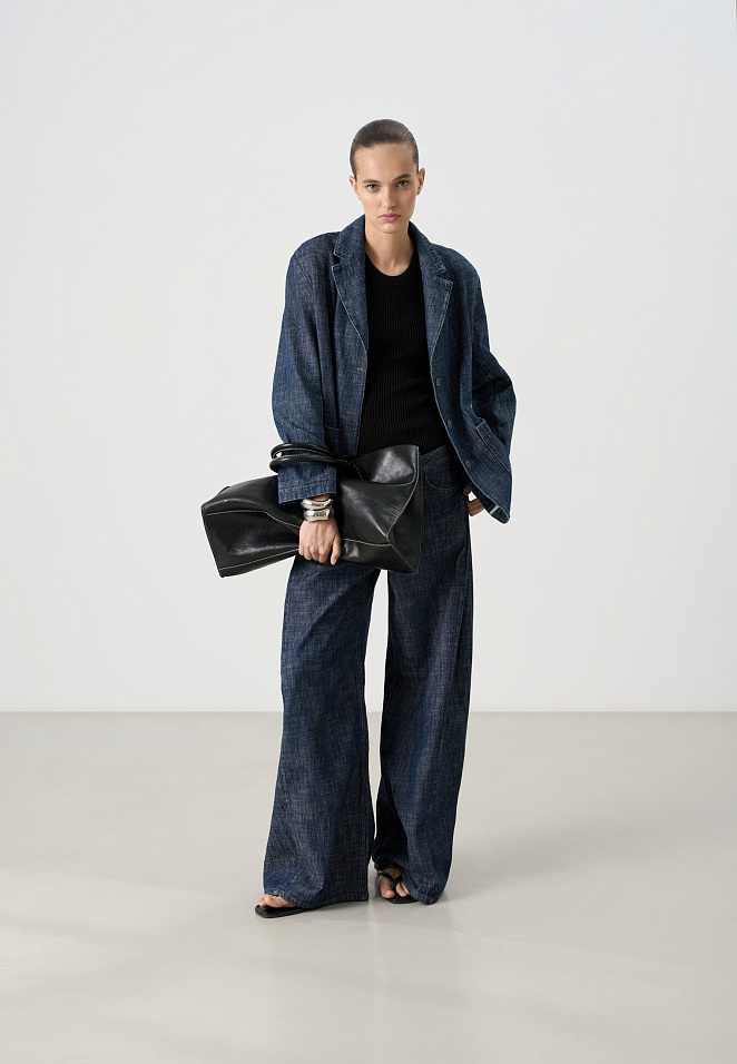 Джинсовый однобортный жакет