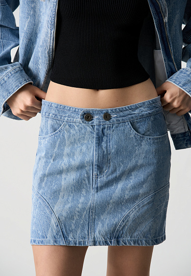 Джинсовая юбка длины мини 