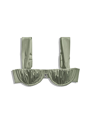 хаки Купальник на широких бретельках. Чашечки декорированы драпировкой.