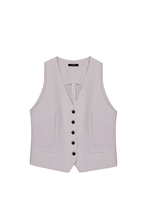 серый Классический жилет из поливискозы с имитацией карманов и v-образным вырезом. Застежка на пуговицы.