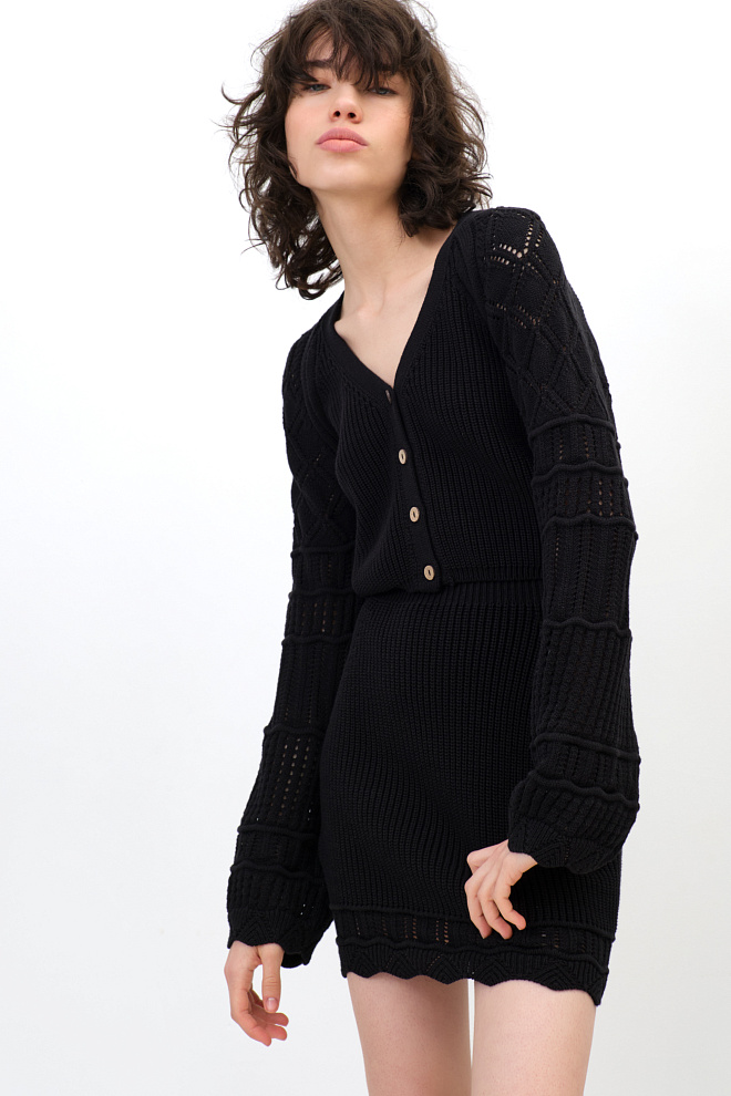 Хлопковый кардиган с вывязанными рукавами