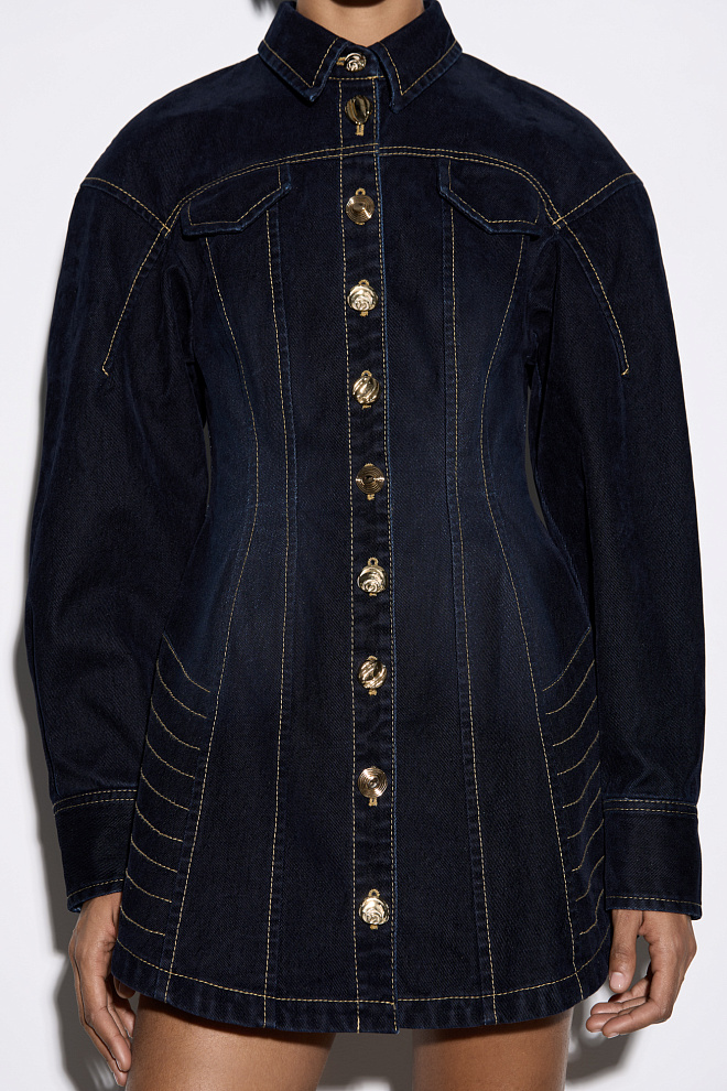 Джинсовое платье мини с эффектом бархата